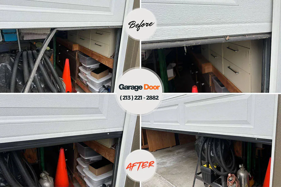Before and after: garage door repair Shoreham, MI